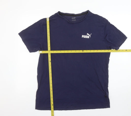 Puma Men Blue L Regular Fit Crew Neck Short Sleeve T-Shirt
