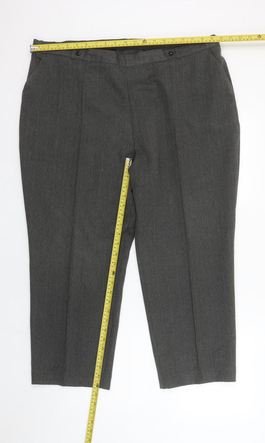 Marks and Spencer Women’s Grey Straight Leg Trousers UK 20 Short