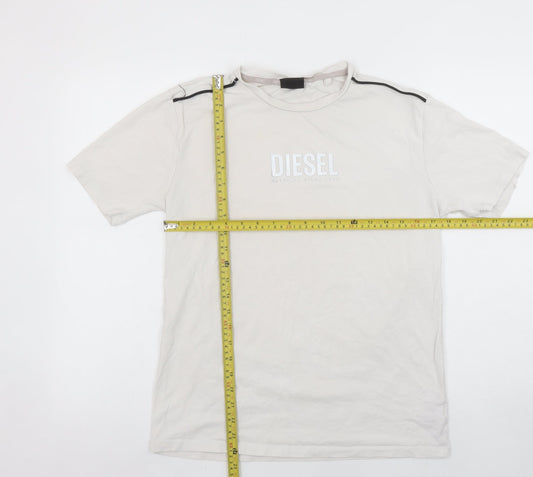 Diesel Men's Beige Cotton Stretch Logo T-Shirt Size S