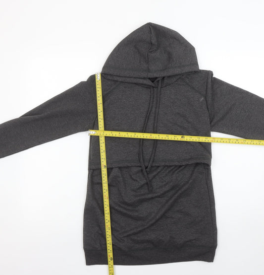 Happy Mama Women's Charcoal Grey Long Sleeve Maternity Nursing Hoodie Size M