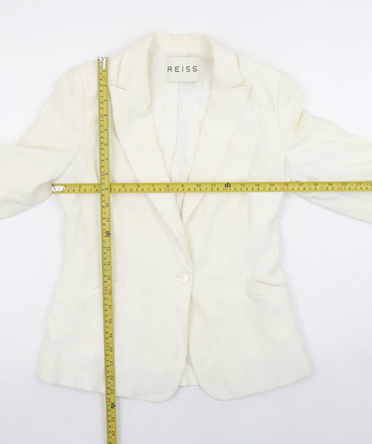 Reiss Women Ivory Tailored One-Button Blazer Jacket Size S