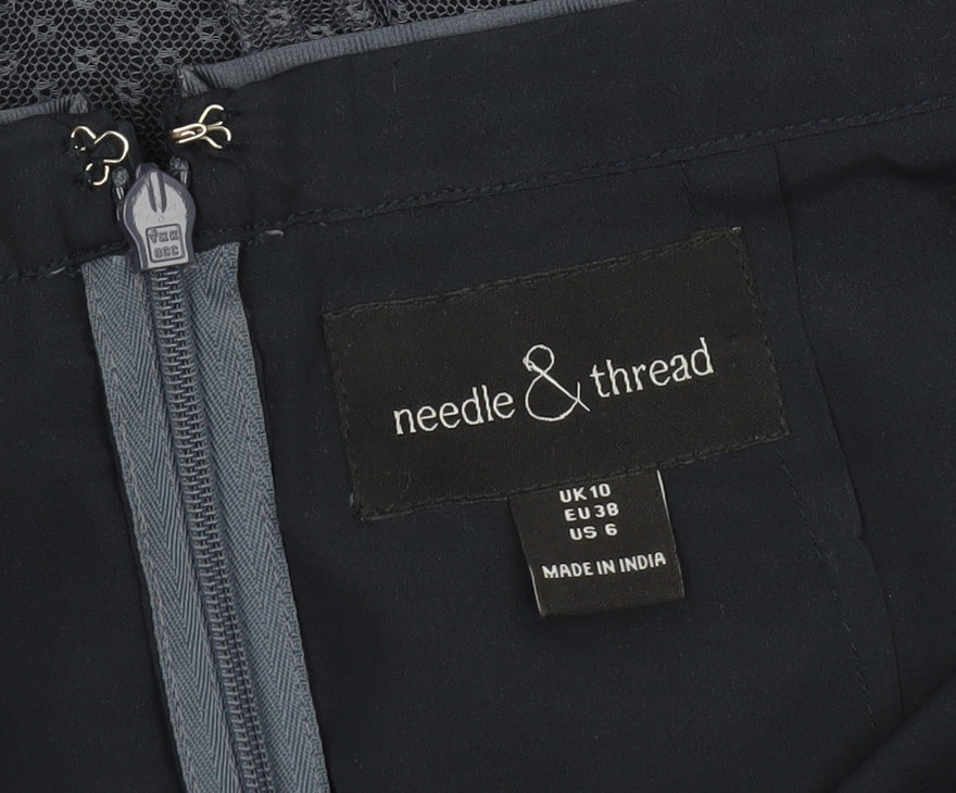 Needle & Thread Women's Blue A-Line Polka Dot Tulle Midi Skirt UK 10