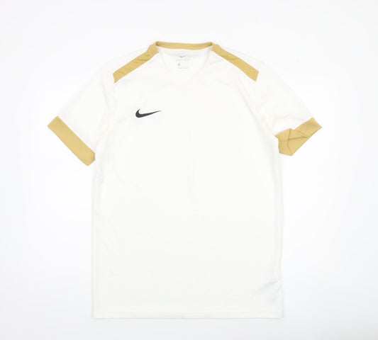 Nike Men White Dri-FIT Short Sleeve Athletic Jersey T-Shirt Size S