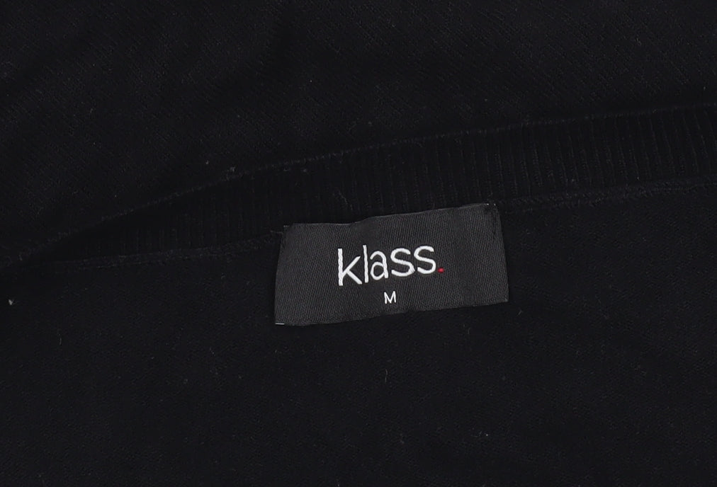 Klass Women’s Black Beaded Cardigan Medium Viscose Knit 3/4 Sleeve