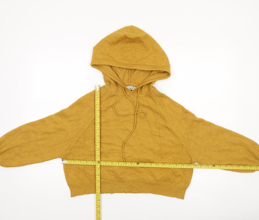 Attrattivo Women's Yellow Hooded Knit Pullover Jumper Size S