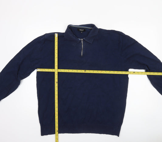 Next Men’s Blue Collared Half Zip Cotton Knit Jumper XL