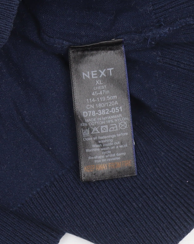 Next Men’s Blue Collared Half Zip Cotton Knit Jumper XL