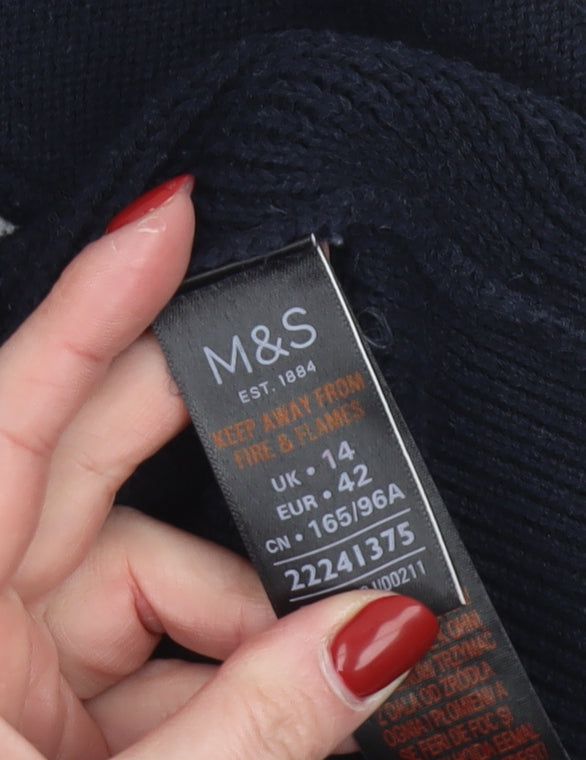 Marks and Spencer Womens Black Size 14 Cotton Crew Neck Long Sleeve Jumper