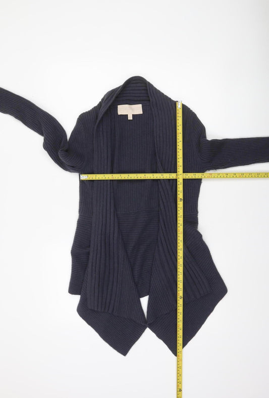 Fenn Wright Manson Women Black L Open Front Rib Knit Angora Cardigan