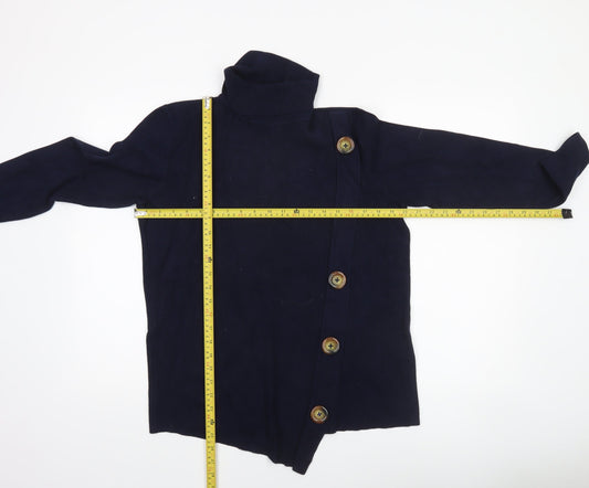 Wallis Women’s Blue Roll Neck Button Cardigan UK 14