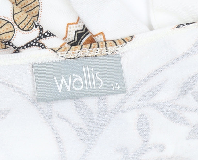 Wallis Women's Ivory Floral V-Neck Jersey Jumper Size 14