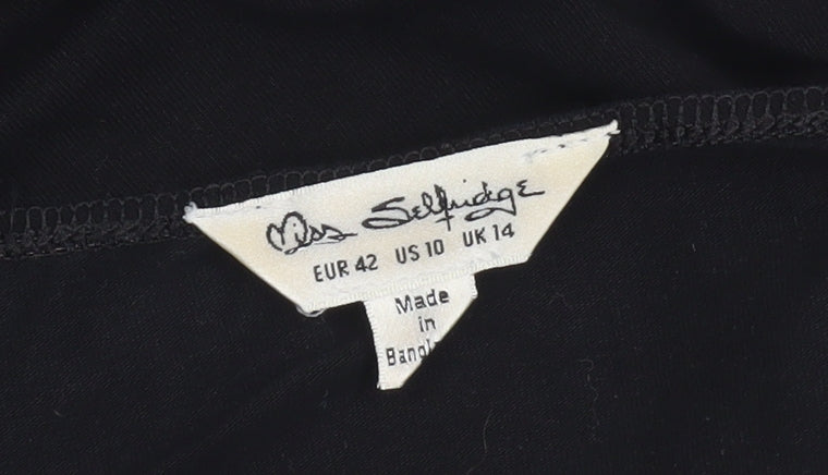 Miss Selfridge Women's Black Long Sleeve Bodysuit UK 14