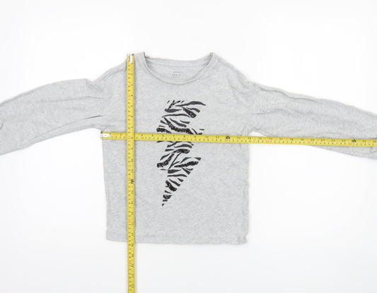John Lewis Girls Grey Long Sleeve Zebra Print Lightning Pullover Top 9 Years