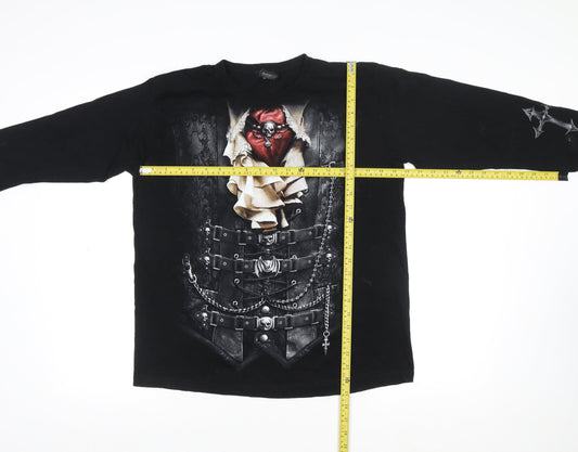 Spiral Direct Men's Black Gothic Long Sleeve Graphic Shirt M