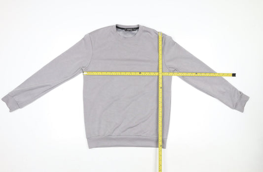 MNQ Women Grey Long Sleeve Basic Crew Neck Cotton T-Shirt Size S