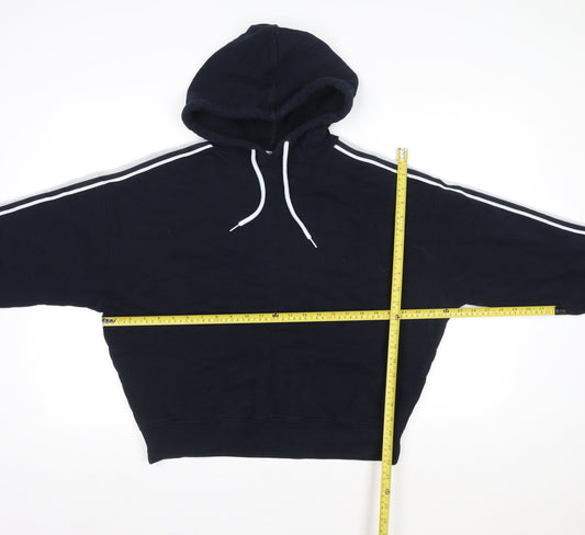 Marks and Spencer Women Navy Blue Pullover Hoodie Medium Cotton Blend