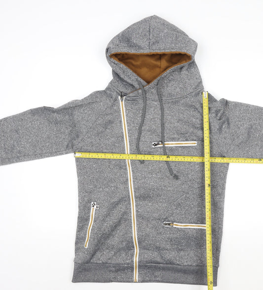SIMHWRSS Men’s Grey Full Zip Hooded Jacket Size L Cotton Blend