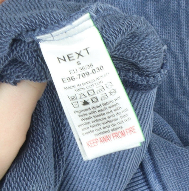 Next Womens Blue Cotton Crew Neck Pullover Sweatshirt Size S