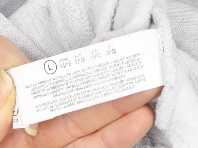 Disney Womens Grey Hoodie Size L 14/16 Minnie Mouse Graphic Pullover