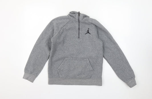 Additional front view of Jordan boys’ grey 12-13 years 1/2 zip fleece sweatshirt