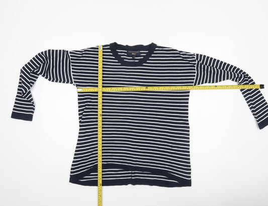 Paul Costelloe Women Blue Striped Cotton Cardigan UK 14