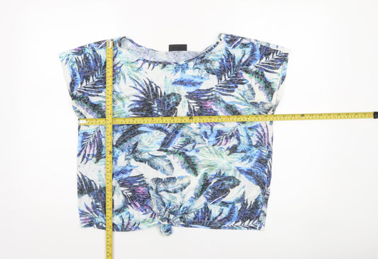 Wallis Women’s Multicoloured Tropical Knot Front Cropped T-Shirt Size M