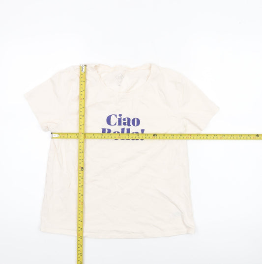 TEX Women's Ivory 'Ciao Bella!' Cotton T-Shirt Medium