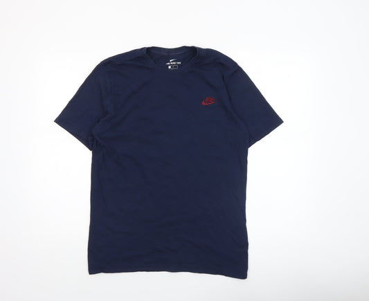 Nike Men's Blue Athletic Fit Cotton Crew Neck T-Shirt M