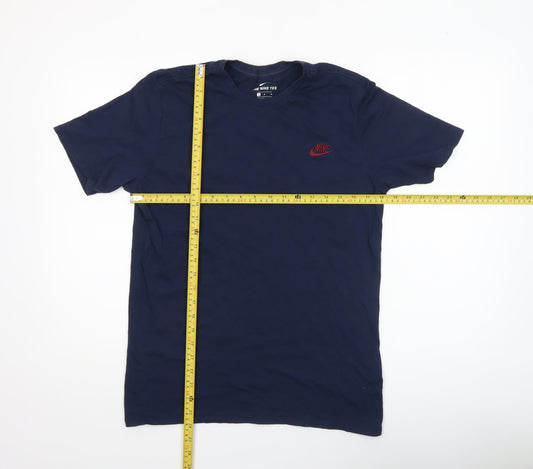 Nike Men's Blue Athletic Fit Cotton Crew Neck T-Shirt M