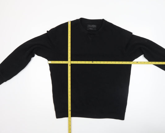 Zara Men’s Black XL Cotton Crew Neck Pullover Sweatshirt
