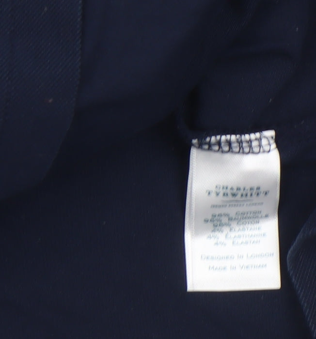 Charles Tyrwhitt Men's Blue Cotton Stretch Polo Shirt XL