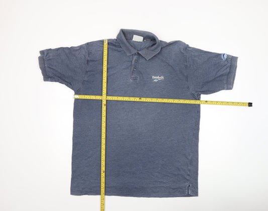 Reebok Men's Blue Vintage Cotton Polo Shirt Size L