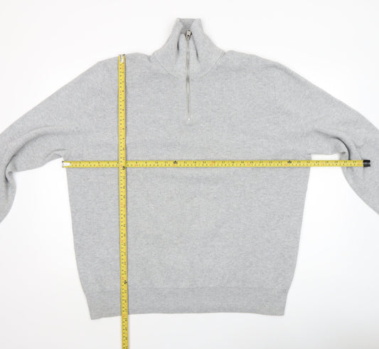 Marks and Spencer Men Grey High Neck 1/2 Zip Jumper 2XL Regular Fit