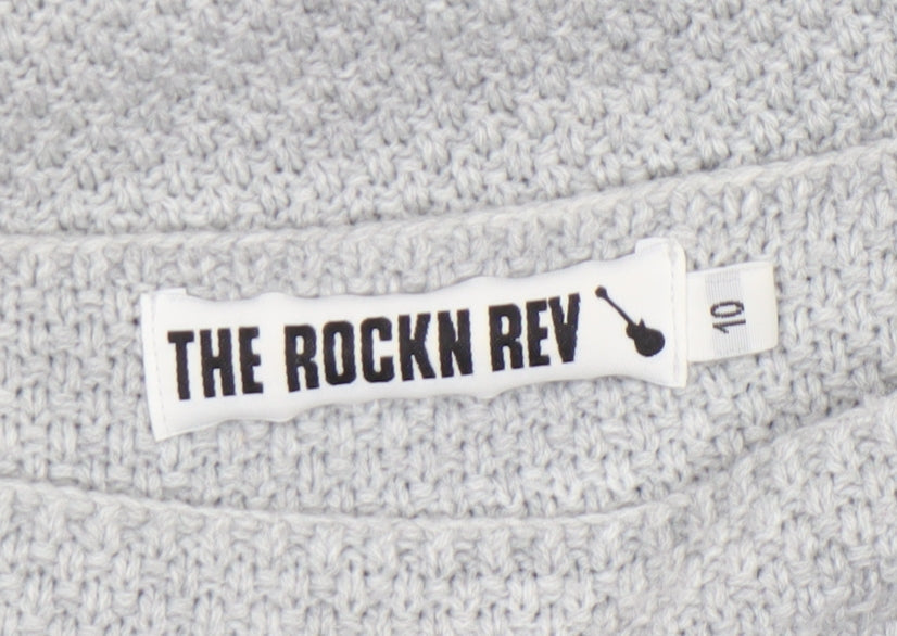 The Rockn Rev Women’s Grey Acrylic Knit Pullover Jumper Size 10