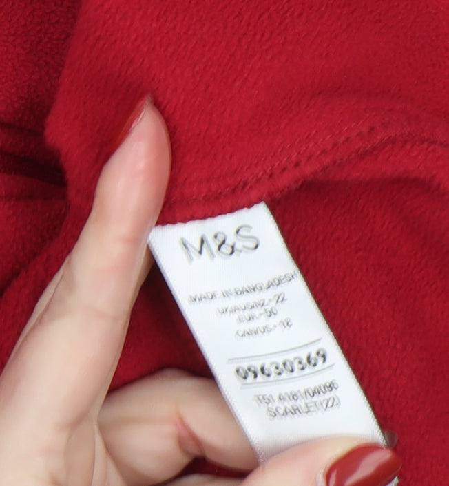 Marks and Spencer Womens Red Fleece Full Zip Jacket Size 18