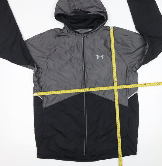 Under Armour Men's Grey Windbreaker Jacket Size L Hooded Lightweight Sports