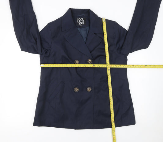 Debenhams Collection Women's Blue Cotton Blend Pea Coat Size 12