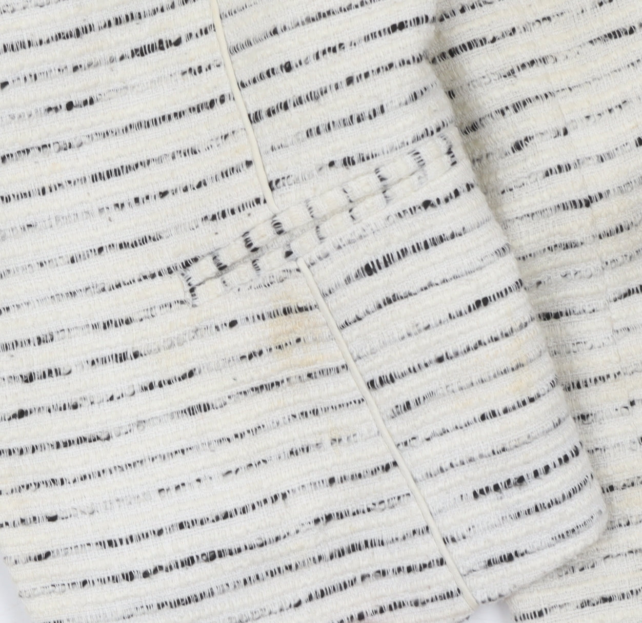 H&M Women Ivory Bouclé Striped Blazer Size 8 Tailored Jacket