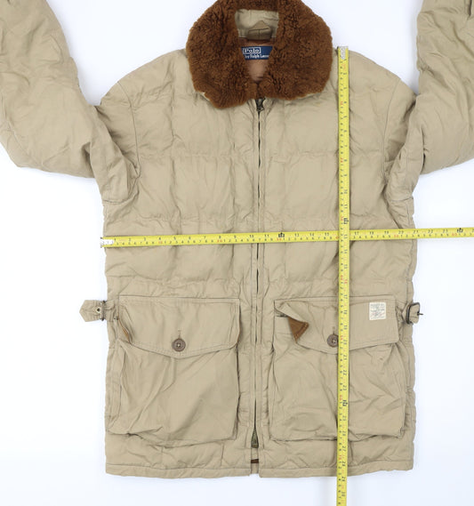 Polo Ralph Lauren Men's Beige Down Puffer Jacket Size S Winter Coat