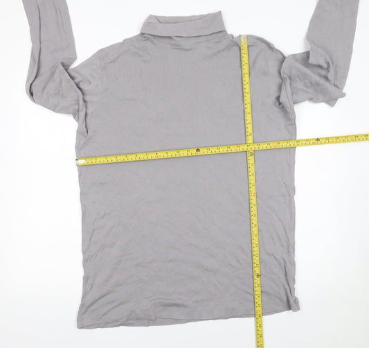 Cotton Traders Women's Grey 3XL Roll Neck Long Sleeve Cotton Top