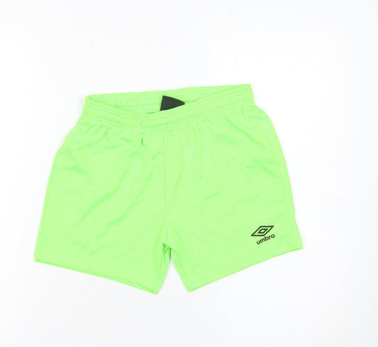 Additional front view of Umbro boys’ green athletic shorts size 146cm polyester activewear