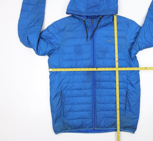 Quiksilver Men's Blue Hooded Puffer Jacket Size L Polyester