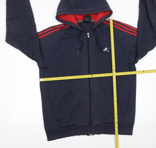 Adidas Men's Blue Full Zip Hoodie Size L Sports Fleece
