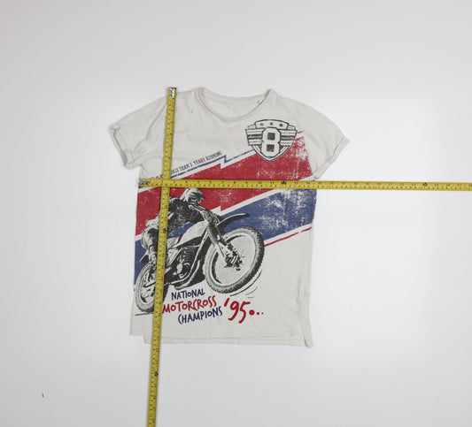 St. Bernard Boys White Motorcycle Graphic Cotton T-Shirt Age 8