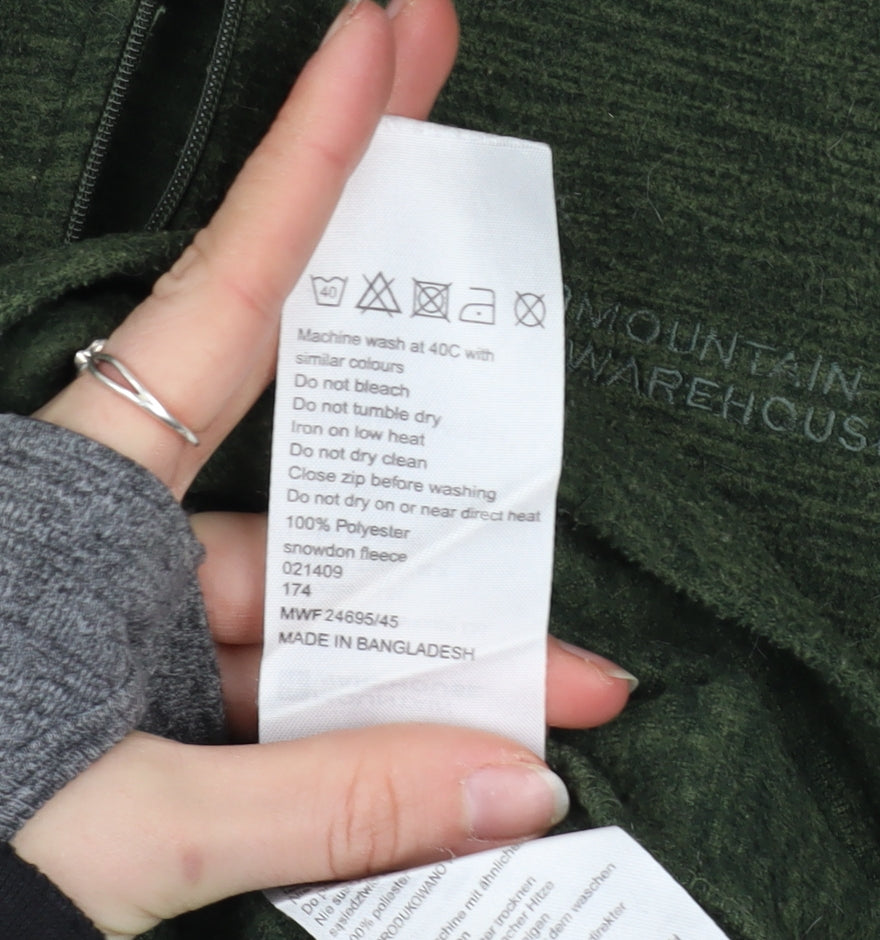 Mountain Warehouse Men's Green 1/4 Zip Fleece Sweatshirt S Regular Fit