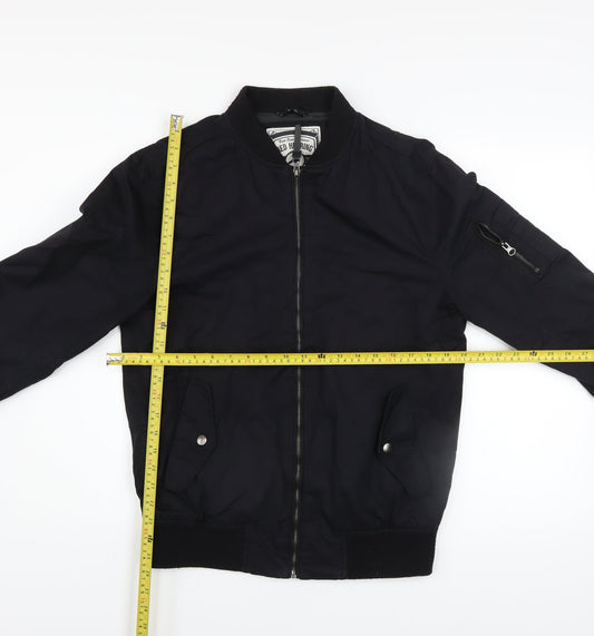Red Herring Men Black Bomber Jacket Medium 40in Cotton Twill