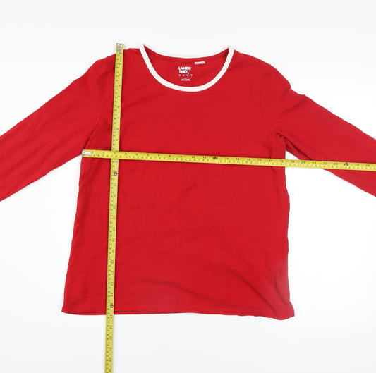 Lands' End Men's Red Long Sleeve Cotton Elastane Casual Top L