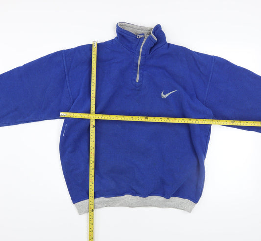Nike Mens Blue 1/4 Zip Fleece Sweatshirt M Vintage Pullover