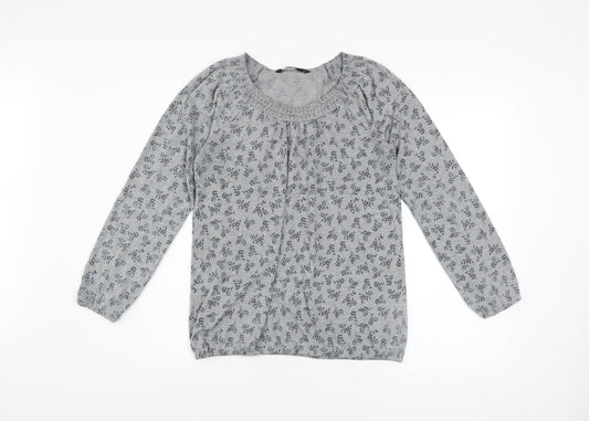Bonmarché Women’s Grey Floral Long Sleeve Tunic Top Size 12