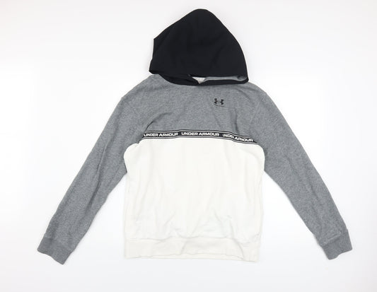 Under Mens Armour Grey Pullover Hoodie YXL Cotton Blend Sportswear